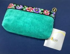 新品未使用品　FEILER フェイラー　ポーチ　青　花柄　化粧ポーチ