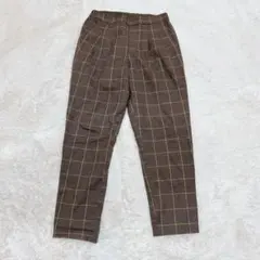 グローバルワーク テーパードパンツ L チェック柄　ウエストゴム 裏地あり 春秋