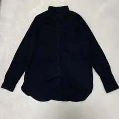 H&M メンズ シャツ 長袖 ブラック 胸ポケット シンプル