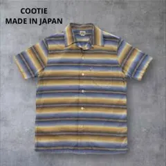 COOTIE 日本製 開襟メキシカンボーダー 半袖ボーダーシャツ 青 Sのサムネイル
