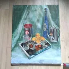 静物画 油彩画 果物と器具