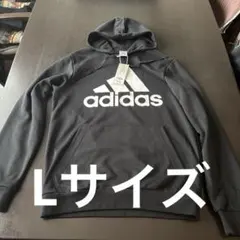 アディダス　新品　メンズ　黒　エッセンシャルズ ビッグロゴ パーカー Lサイズ