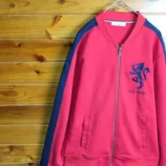 レア　希少　トラックジャケット　ジャンパー　ブルゾン　ジップアップ　刺繍　赤　Ⅿ