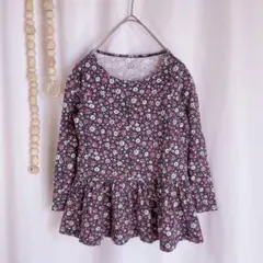 babyGAP ロンT Tシャツ 長袖 ペプラム 花柄 黒 110 .1271