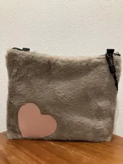 passion ベージュファー×ピンク Heartサコッシュ ショルダー