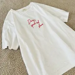 美品♡スタディオクリップ♡半袖プリントTシャツ【F】白　ゆったり　大人カジュアル
