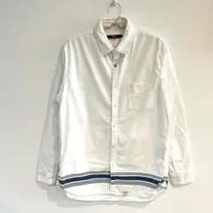 【アズールバイマウジー】ボタンシャツ 胸ポケット有 フルボタン 綿混裾ボーダーM