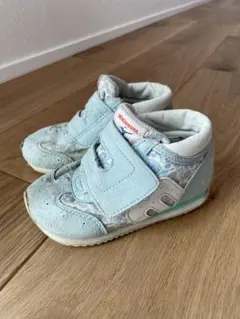 ミキハウス ミズノコラボ ベビーシューズ 水色 花柄14センチ