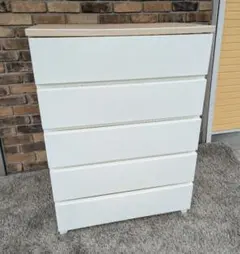 ホワイト木製チェスト 5段 (商品は現地引き取りになります) - メルカリ