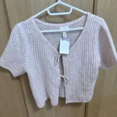 H&M 半袖 カーディガン ピンク XS ニット半袖　未使用のサムネイル