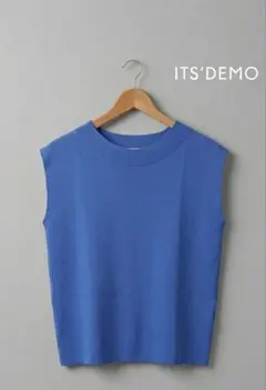 美品★接触冷感サマーニット 半袖ニット　ITS'DEMO　ブルーのサムネイル