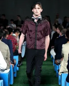 PRADA 2012ss　プラダ スタッズシャツ 半袖シャツ 38　美品のサムネイル