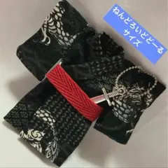 【ハンドメイド】ねんどろいどどーるサイズ着物 +帯+剣チャーム★ブラック系/龍柄