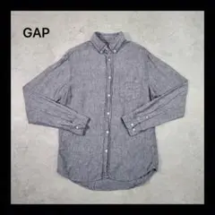 【美品】GAP ギャップ リネン100% 麻 長袖シャツ グレー XSサイズ