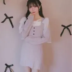 evelyn ハートオフショルリボンOP ピンク