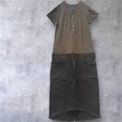 【OLD BETTY'S】半袖シャツワンピ　異素材　デニムスカート　F