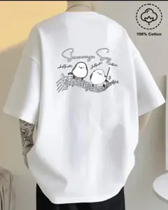 シマエナガ プリント Tシャツ ホワイト