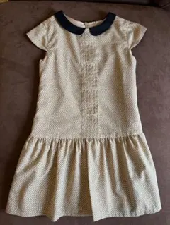 ベージュ 水玉 ワンピース 5-6歳