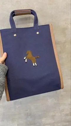 ★5月上旬まで★馬刺繍 ネイビー トートバッグ　セブンテンSEVENTEN