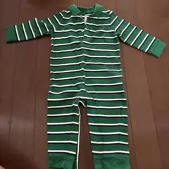 Ralph Lauren 9M 緑と白ストライプロンパース