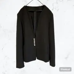 J876 ホワイトジョーラ パールボタン付 Vネックジャケット 黒L セレモニー