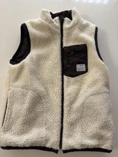 GLOBAL WORK アイボリーフリース/迷彩リバーシブルベストサイズM