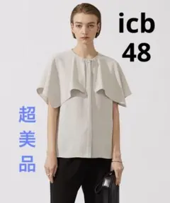 超美品ICB大きいエステルダブルクロス ハンカチーフスリーブブラウス44トープのサムネイル