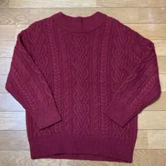 ハニーズ　ケーブルニット セーター　長袖　赤　レディースS