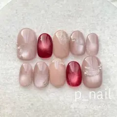 現品　ネイルチップ　マグネット　ラメ　上品　卒業式入学式　ニュアンスネイル