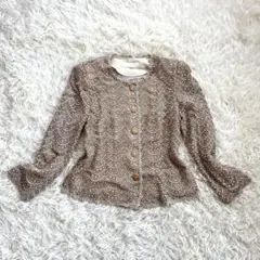 東京イギン ノーカラージャケット 日本製 レトロ 花柄刺繍 レース 高見え