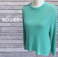 ROSIEE ミントグリーン メッシュ編み 長袖 ニット レディース フリーのサムネイル
