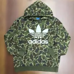 adidas プルオーバーパーカー 迷彩 トレフォイルロゴ 古着 Mサイズ