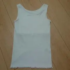 ホワイトリブタンクトップ フリル裾