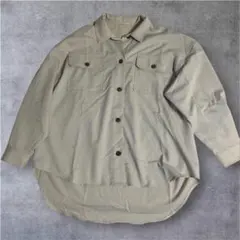 【ナイスクラップ】オーバーサイズ シャツジャケット ベージュ F 古着のサムネイル