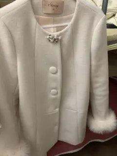 フォックスファー付き ウールコート 80% 軽量 美品