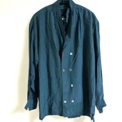 KvHshlsatmhダークグリーン ダブルブレストシャツM大きめ良好即日発送可