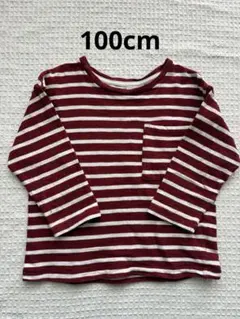 H&M ボーダー　長袖　カットソー 赤　レッド100cm 綿100