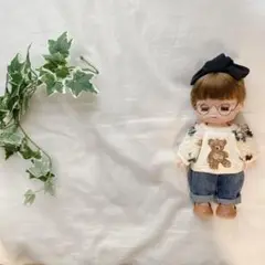 メルちゃんソランちゃん　くまさんボア袖トレーナー＆ブルーデニムとヘアバンド