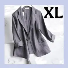 グレー　ジャケット テーラード 通勤 おしゃれ リネン きれいめ XL 通勤