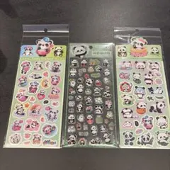 【新品・3枚セット】パンダ シール ステッカー まとめ売り 手帳デコ キラキラ