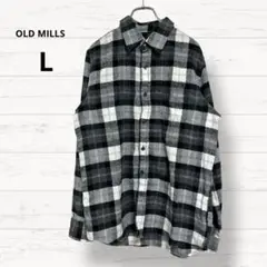 【OLD MILLS】長袖チェックシャツ ネルシャツ 前ボタン L 2926