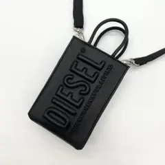 美品✨DIESEL　ショルダーバッグ　2way　レザー　ブラック　エンボスロゴ