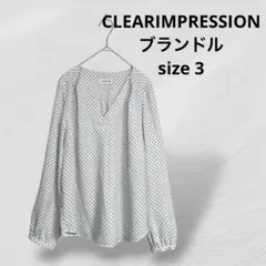 フランドル クリアインプレッション 　長袖ブラウス ドット柄 Vネック