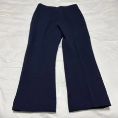 ネイビー ワイドパンツ スラックス シンプル 無地