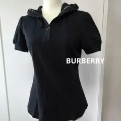 美品　バーバリー 半袖　ポロシャツ　カットソー ロゴ刺繍　フード付き