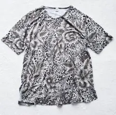 花柄 レオパード柄 総柄 半袖トップス モノトーン フリーサイズ Tシャツ