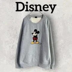 Disney ミッキートレーナー 裏モコモコ スウェット (L) グレー メンズ