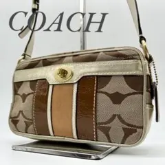 360【美品✨】コーチ ショルダー カメラバッグ ターンロック シグネチャー