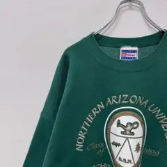 90's ヘインズ スウェット ノーザンアリゾナ大学 肉厚 カレッジ 緑 古着