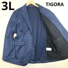 美品✨TIGORA　洗えるストレッチ　テーラードジャケット　ネイビー　3Lのサムネイル